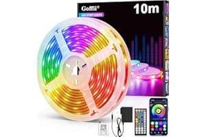 ‎GOFFII LED Strip 10m, LED Streifen Bluetooth RGB Led Band Selbstklebend mit Fernbedienung und APP. Musik Sync, Timer-Einstellung Dimmbar Led Stripes Lichterkette für Zimmer Partei deko