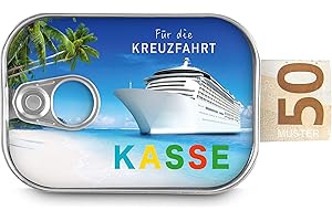 ‎SCHÖNE GÜTER Geldgeschenk für Kreuzfahrt, Schiffsreise und Segeln - Geschenk Reisekasse für Schiff, Kreuzfahrtschiff, Weltenbummler - Sardinendose für Geld, Geschenke Meer, Spardose