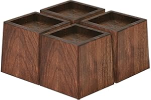 TQVAI 4er-Set Betterhöher Möbelerhöher Möbelfüße Holz Unterstützt bis zu 1000KGS Schwer Tischbein Verlängerung Sofa füße Tisch Couch Hubhöhe von 3,5 Zoll, Möbelerhöhung 9 cm, Retro Braun