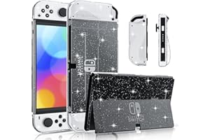 FANPL Coque à Paillettes pour Nintendo Switch OLED, Coque Compatible avec Station d'accueil pour Switch OLED, Coque de Console Rigide Clignotante et Coque Joycon en TPU Souple et Scintillante