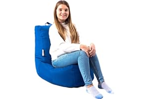 MAXIBEAN Bean Bag Chair Seat Indoor Or Outdoor Garden Beanbag Kids Gaming Recliner Cushion With Filling Included (Blue)