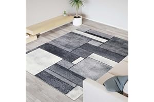 Betadistor Grey Rug, Kitchen Rugs Non Slip Washable Modern Soft Faux Short Pile Area Rugs for Bedroom Dining Room Abstract Carpet for Office Kitchen Non Shedding, 120x160CM, Grey Cubes, 303-04120