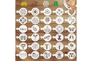 EAPIKON 30 Plantillas Dibujos Cafe para Cappuccino Latte Art, Celebración Graduación Plantilla para Chocolate Caliente Hornear DIY, Réutilisable Cookie Stencils para Repostería Tartas Decorativas