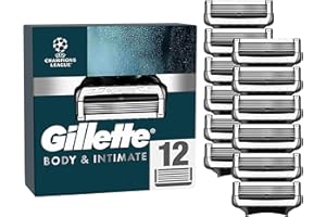‎GILLETTE Gillette Body & Intimate Rasierklingen — 12 ORIGINAL Ersatzklingen für Nassrasierer, Klingen für Herren mit Verbesserten Gleitstreifen für eine Sanfte und Einfache Anwendung — Dermatologisch Getestet