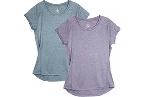 icyzone T-Shirts de Sport Femme à Manche Courtes Tops de Course à Pied Fitness Jogging Tee Shirts, Lot de 2