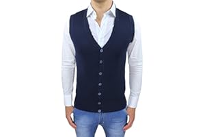 Evoga Gilet Smanicato Uomo Slim Fit Casual Elegante Corpetto Maglia Cardigan Bottoni