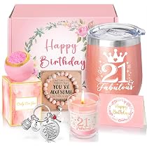 Set Regalo 21° Compleanno Per Lei: Borsa Trucco, Tazza Con Cannuccia, Collana Perle, Calze E Poster, Idea Per Figlia, Amica, Nipote