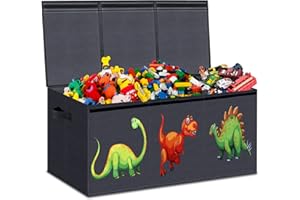 EAVE Boîte à jouets avec couvercle, Bacs de rangement pour jouets pour enfants, robustes et pliables, grands conteneurs de rangement amovibles pour salle de jeux, chambre, maison, taille 99 x 34 x 40cm