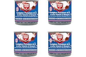 PROTECT EXPERT Lot de 4 Fumigènes Anti-Punaise de lit - 4x10g - Elimine Les Larves & Punaises De Lit & Acariens Sans Dépôts Visibles ni Odeurs Persistantes - Curatif & Action Choc PUMIG10X4