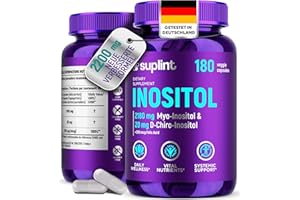 ‎SUPLINT Inositol Komplex mit Folsäure – 2200 mg Myo- & D-Chiro-Inositol – Unterstützung für Zyklus & Hormonbalance – 180 vegane Kapseln – Hohe Bioverfügbarkeit – Lab Geprüft – GMP Zertifiziert