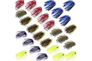 JOGFFDE 12/24 Bundles Silicone Jig Skirts 50 Strands Bass Fishing Jigs Spinnerbait Skirts Replacement Kit Squid Jig Spinner Bait DIY Fishing Lures