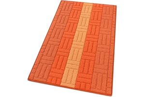 EMMEVI Tappeto Cucina Bordato Assorbente Tessitura 3D Varie Misure E Colori Multiuso Bagno Camera Corridoio 100% Made in Italy mod.MIA 50X80 ARANCIONE