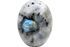 AMAZING GEMSTONE Crysta Palm Stone Piedra curativa natural para Chakra Balancing Spritual Good Luck (Rainbow Moonstone (Large))