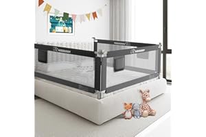 Kidsbuddy Sbarra Letto Bambini 150cm/180cm/200cm Sponda Letto Matrimoniale Bambini Protezione Removibile Sponde Letto anti Caduta Grigio scuro 1 Lato