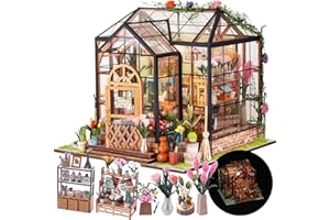 CRIOLPO Casa de Muñecas en Miniatura, Kit de Casa de Muñecas de Madera Kits de Modelos de Decoración, Kit de Book Nook DIY 3D para Adultos Niños Cumpleaños Regalos (Sala de Flores Jenny)
