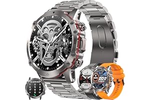 ZPIMY Smartwatche Mężczyźni z Funkcje Telefonu Bluetooth, Sportowy Smartwatch 1,43 Cala ze 110+ trybami Sportowymi, Pomiarem Tętna, Odtwarzaczem Muzycznym, Wodoodpornością IP68 dla Android iOS (srebrny)