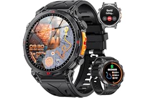 Rmana GPS Smartwatch Herren,2025 Militär Smartwatch Sportuhr mit Telefoniefunktion, 1.6 Zoll AMOLED Fitnessuhr,ChatGPT/AI/5 GPS-Sportmodi/über 100 Sportmodi Sportuhr für Android iOS (Schwarz Silikon)