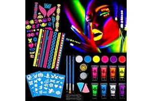 ‎HOWAF HOWAF UV Bodypainting Farben Kinderschminke Set Schwarzlicht schminke neonfarben für die Haut leuchtfarbe körperfarbe Fluoreszierende face Paint für Halloween Karneval Make-up faschingsschminke