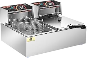 VIVOHOME 20L Friggitrice Elettrica da 5000W Friggitrice Professionale a Due Vasche Palline di Lanugine per Lavatrice e Asciugatrice per Uso Commerciale e Domestico
