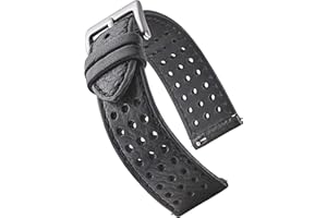 ALPINE INTERNATIONAL ALPINE Soft and Smooth Genuine Perforated Leather Watch Strap - Black, Brown, Tan - 18 mm, 20 mm, 22 mm