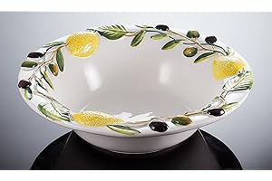 SUFE Bassano Ausgefallene italienische Keramik große runde Oliven-Zitronen Schüssel-Schale 33x9