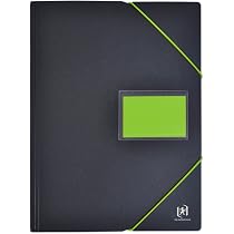 Organiseur Scolaire élastique Protège-Documents OXFORD Students A4 - 200 Vues Couverture Noir/Rose - Élastique Et Onglets Porte Vues A4 200 Pages