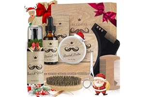 ‎BLEDRAS Bartpflege Set für Männer, Bledras 9 in 1 Bartpflege Geschenkset mit Bartshampoo, Bartöl, Bart Balsam, Bart Kamm, Bartbürste, Bartschere, Bartschablonen, Bart Set Geschenke für Männer Weihnachten