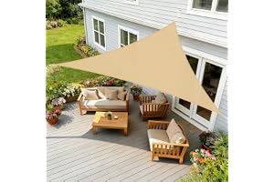 HENG FENG Solsegel Triangel 2 x 2 x 2 m, Sand | Vattentät solsegel i PES 160 g/m², med 95 % UV-skydd och monteringsrep, solsk