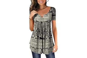 Magritta Women Summer Shirt V Neck Short Sleeve Tunic Tops Casual T Shirt Blouse…