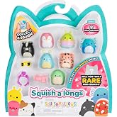 Squish-a-longs Mini-Squish 8'li Paket (Dalga 3, Stil 1) - Kokarca, Pembe Penguen, Mavi Axolotl, aksesuarlar ve daha fazlası