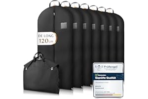 Bruce.® 7x Premium Housse Vetements à Suspendre 120x60cm, Pliable Housse de Rangement Vetement Penderie and Voyage, Idéale comme Housse Costume Homme, Robe de Mariée & Robe Longue, Chemise, ou Manteau