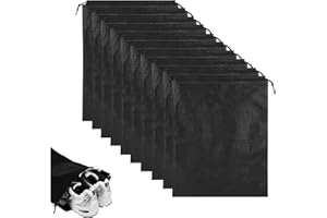 HONGECB Worek na buty, 10 sztuk, duża wodoodporna torba na buty, odporna na działanie wody, pyłoszczelny worek na buty ze sznurkiem, dla mężczyzn i kobiet, do codziennego użytku i w podróży, czarny, Wysokiej