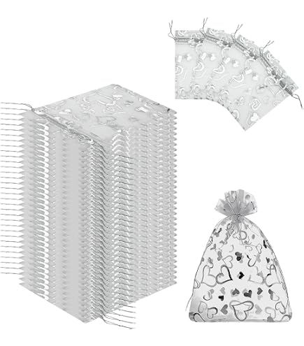 Beebeecraft 40 Organza-Beutel Mit 3D-Rosen – 4 Farben, 10x12 Cm, Mit Kordelzug, Für Geschenke & Süßigkeiten