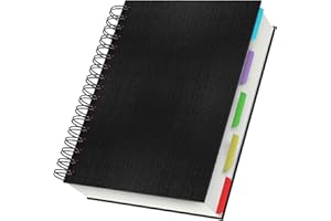 Yarotm Taccuino Appunti A5 - Quaderno Spirale A5 Quadretti 5mm con 240 Pagine in Carta Crema 100GSM - 14x21cm Blocco Note con Divisori Colorati e Copertina Rigida per Diario, Nero
