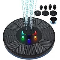Solar Springbrunnen, 3w Solar Teichpumpe mit 900mAh Akku Solarbrunnen für Außen mit 7 Düse, Solar Wasserpumpe Fontäne…