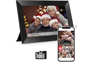 RFAQK 64 GB Digital Photo Frame WiFi | 10.1 Inch Frameo Digital Picture Frame with Large Storage (32GB Built-in+32GB SD Card)1280x800 HD IPS HD Touch Screen, Digital Frame Photo Multi-Users & Auto Rotation