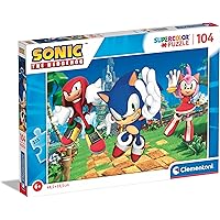 Clementoni- Sonic Supercolor Puzzle-Sonic-104 Pièces, Enfants 6 Ans, Puzzle Dessin Animé-Fabriqué en Italie, 27256