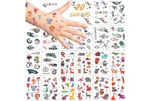 POWMAG Animal Football Kids Tatuaggi Temporanei, Set Misto a Tema Animale e Calcio, Adesivi per Tatuaggi per Ragazzi e Ragazze per Carnevale, Ripieno per Feste di Compleanno, Ricompensa Regalo