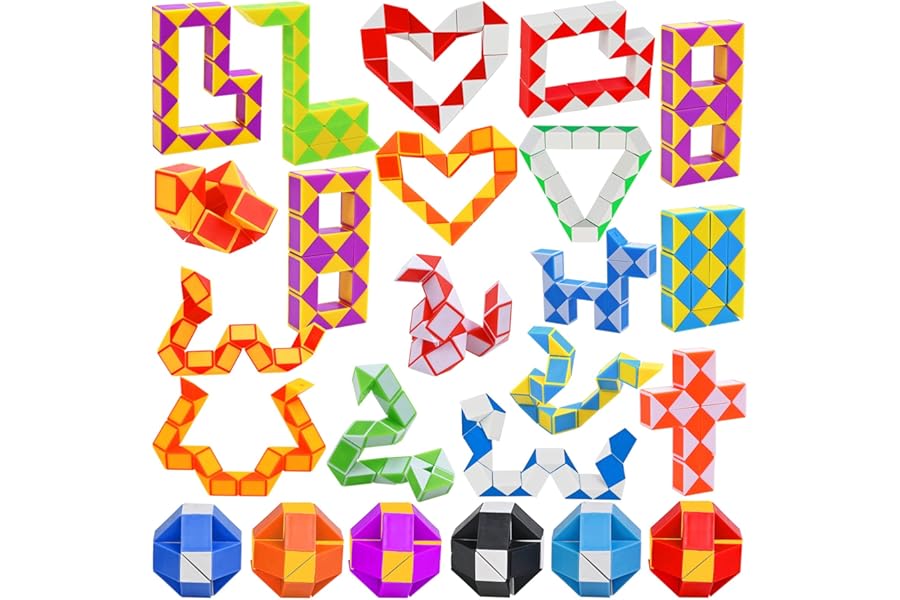 Goldge 24 PCS Magic Snake Cube Fidget Toy for Kids, Party Bag Fillers, Twist Puzzle