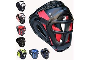 ‎3X PROFESSIONAL CHOICE 3X Professional Choice Headguard for Boxing Head Guard MMA Training Cow Hide Headgear Muay Thai Full Face Protection Guard Cheeks Ear Protection Kickboxing