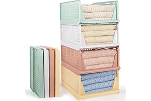 Yidaxing Stackable Wardrobe Storage Organiser, Foldable Shelves Drawers Space-Saving Clothes Organiser Wardrobe Storage Boxes for Bedrooms, Cupboard Cabinets Bathrooms, Durable