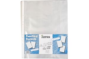 Arpan - Buste portadocumenti A3 trasparenti, in plastica, per uffici, professionisti, scuola, bambini, orientamento verticale, resistenti (confezione da 52)