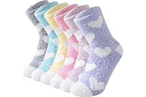 Niorasen Fluffy Socks for Women and Girls, 6 Pairs Soft Warm Cosy Bed Slipper Socks, Thick Comfy Plush Fuzzy Socks, Winter Gift Home Cabin, Size UK 4-8