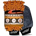 Xtremeauto Premium Car Wash Mitt Double Pack - Professional Car Cleaning Gloves Microfibre Car Washing Sponge Mitts, Bug Shifter Glove Mit Set Car Wash Gloves, Anti Scratch Microfiber Detailing Gloves