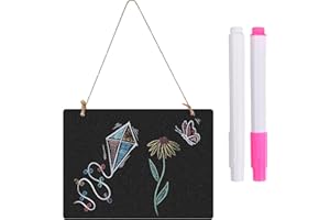 DRWOSM Petits Tableaux Noirs en Bois Mini Tableau Ardoise Double Face Tableaux Noirs à Suspendre Enseigne de Tableau Ecrire avec Craie Corde pour Message Mariage Anniversaire Bar Restaurant Café Décor (23)