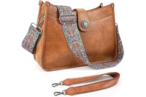 APHISON Umhängetasche Damen Handtasche Mittelgroß braun Crossbody Bag mit Breiter Gurt Hobo Bag Schultertasche veganem Leder Tasche 2 Schulterriemen Kartenschlitz Reisetasche