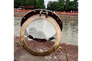 THE ANTIQUE HOUSE Antique Transparent Porthole 12 Inches Round Window Clear Glass Nautical Window Ship Porthole Gift