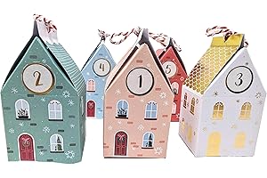 YLAB Kit de calendario de Adviento para hacer tu propio calendario de adviento, 25 cajas festivas con calcomanías de números y cuerda, cuenta regresiva de Navidad