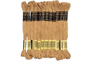UMC STAG Pack of 12 Premium Embroidery Thread | 100% Egyptian Cotton Premium Skeins | Cross Stitch Embroidery Floss | Oeko TEX Certified Stranded Cotton | Ideal for Arts & Crafts(Hazelnut Brown 373)