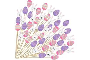 Bekeify 200 Pezzi Stuzzicadenti Cocktail Legno 12 CM Cocktail Stick for Decorazioni della Festa di Pasqua Coniglietto di Pasqua Uova di Pasqua Bastoni in Bamboo per Bevande